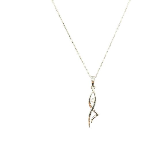 925 Sterling Silver Open Work Dancer Pendant Chain Necklace Minimalist Elegant - Picture 1 of 7